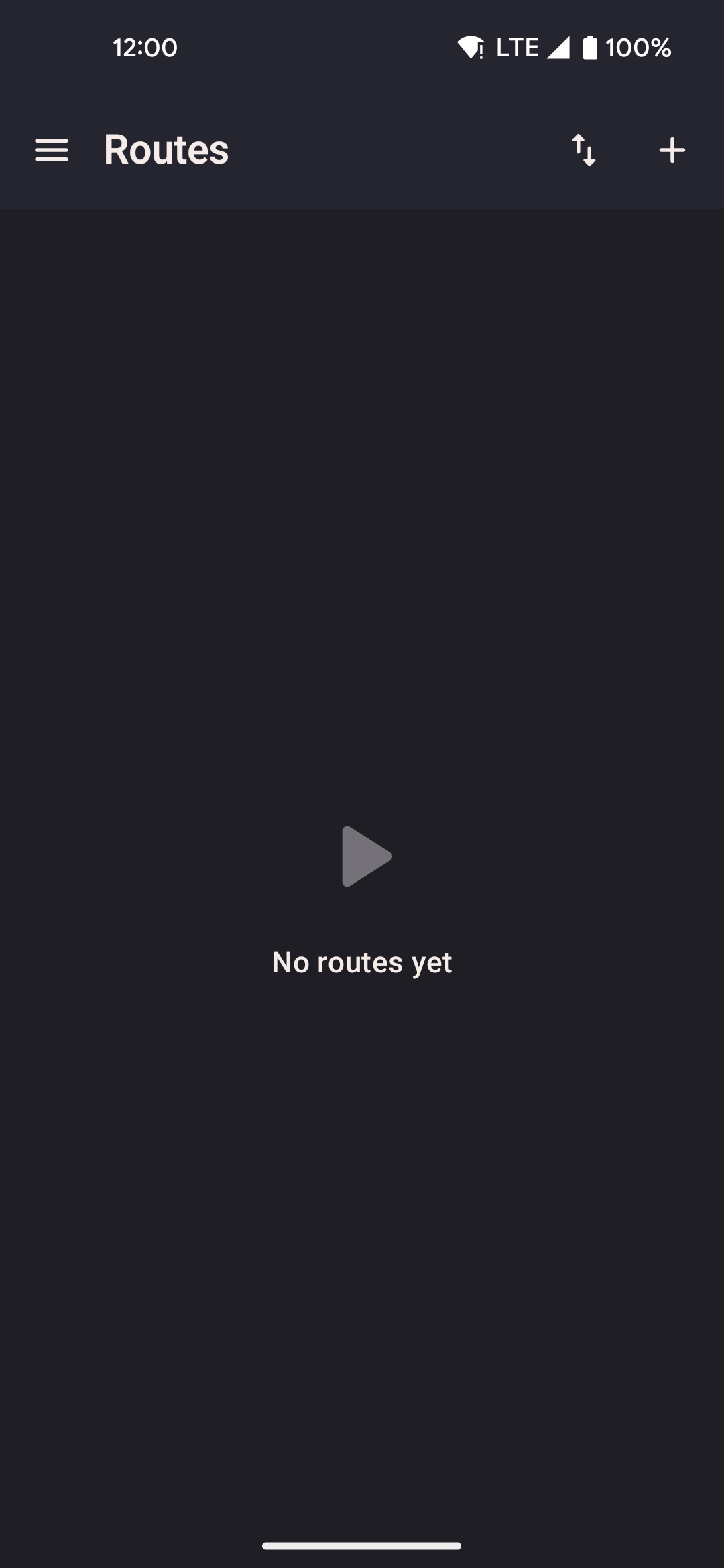 Routes list screen