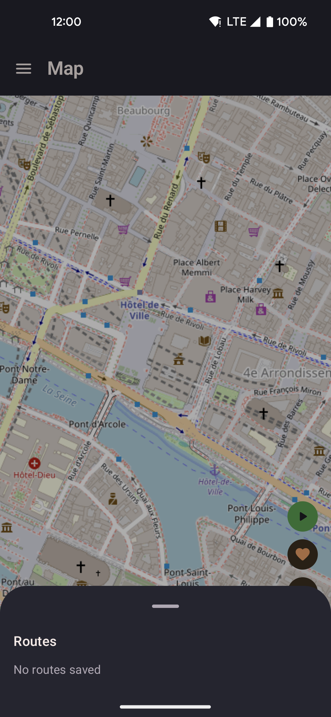 Map routes bottom sheet