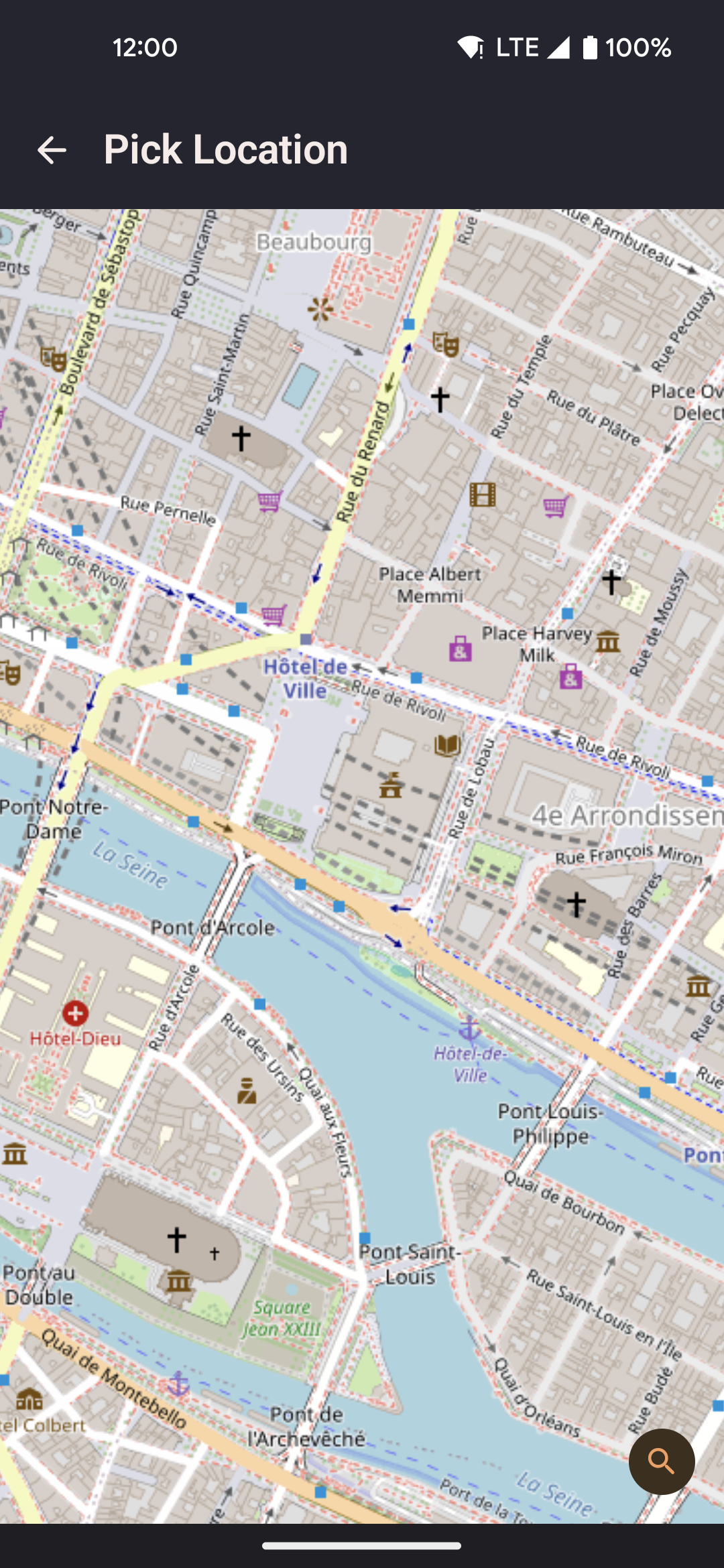 Map picker screen